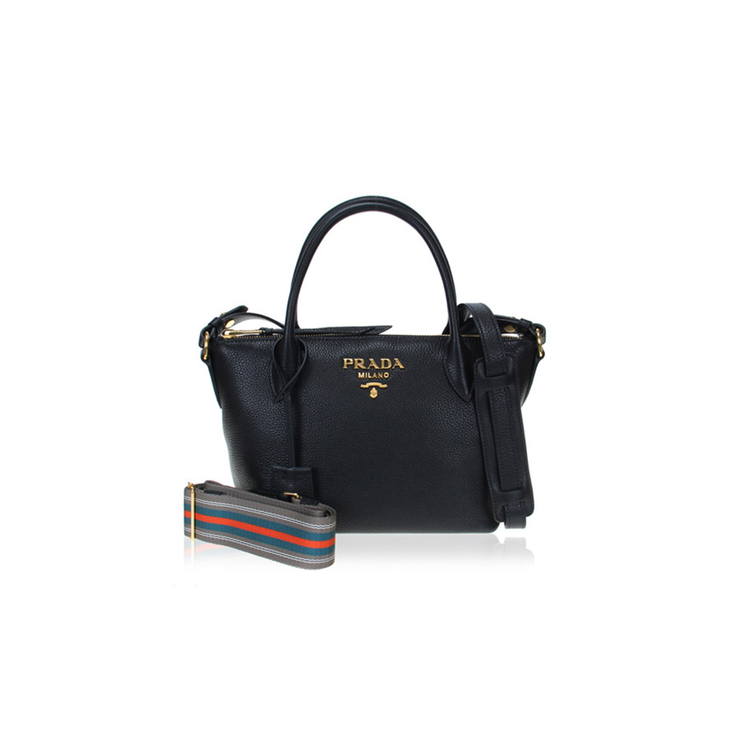 Pra*a vitello black leather 1ba111 (24*19*12cm)